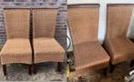 4 rieten stoelen, Ophalen, Gebruikt, Bruin, Riet of Rotan