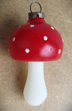 Paddestoel glas~Brocante Glazen Kerstpaddestoel rood witte, Ophalen of Verzenden