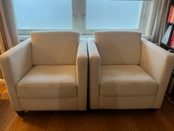 2 Fauteuils Crème Wit/Grijs beschikbaar voor biedingen