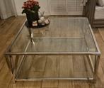 Glazen Salontafel met Chrome Frame, Gebruikt, 50 tot 100 cm, Vierkant, Glas