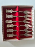 Set van 6 vintage gebaksvorkjes - thema provincies, Huis en Inrichting, Keuken | Bestek, Ophalen of Verzenden, Zo goed als nieuw