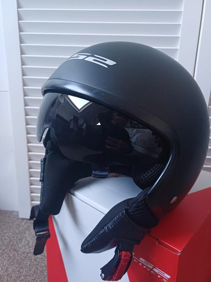Retro scooter jet helm maat S Helmets Wave LS2 mat zwart, Fietsen en Brommers, Brommerhelmen, Zo goed als nieuw, Small, Ophalen of Verzenden