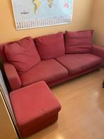 Rode Ikea Bank met Voetenbank - 225x90, Ophalen, Gebruikt, Driepersoons, 75 tot 100 cm