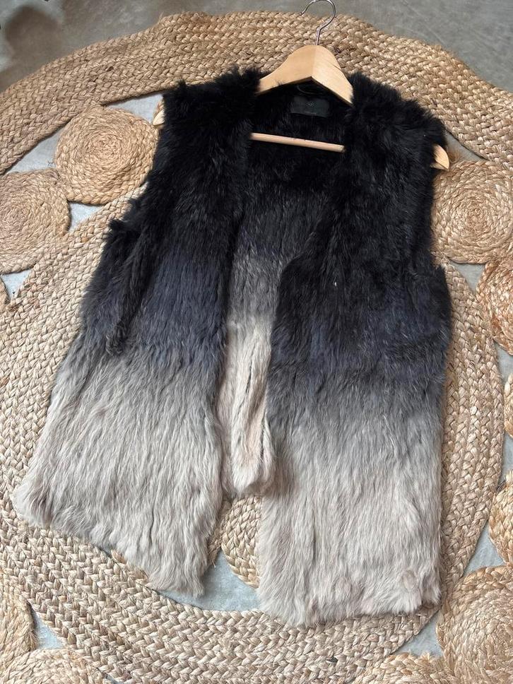 Echt Konijnenvacht bond Bodywarmer milestone, Kleding | Dames, Bodywarmers, Zo goed als nieuw, Maat 42/44 (L), Zwart, Ophalen of Verzenden