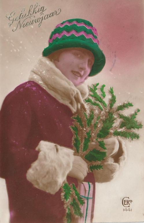 MEISJE KERST HOEDJE UIT 1926 ZEER MOOIE KAART KH422, Verzamelen, Ansichtkaarten | Themakaarten, Gelopen, 1920 tot 1940, Overige thema's