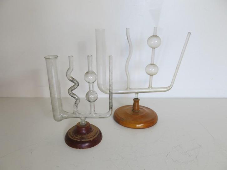 2 oude fysica didactische demonstratiemodellen houten voet, Antiek en Kunst, Curiosa en Brocante, Ophalen of Verzenden