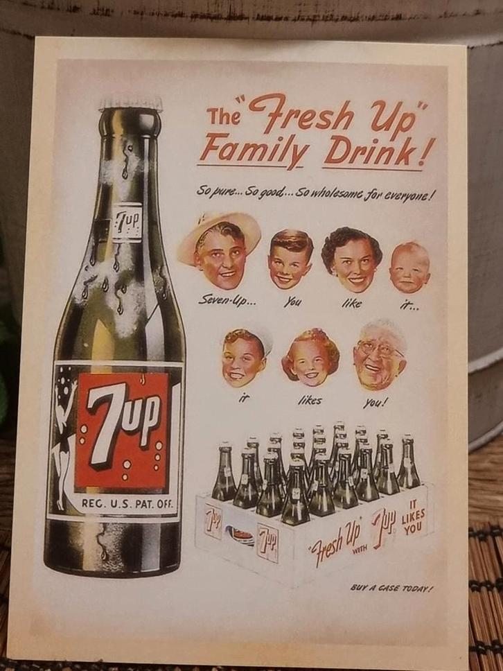 7 Up Limonade Reclame Ansichtkaart, Verzamelen, Ansichtkaarten | Themakaarten, Ophalen of Verzenden