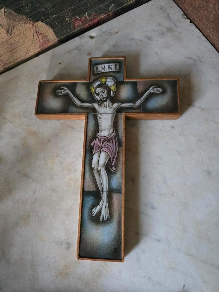 Opaline kruisbeeld, Antiek en Kunst, Antiek | Religie, Ophalen of Verzenden