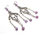 Mooie oorbellen met lila steentjes, Overige materialen, Verzenden, Zo goed als nieuw, Knopjes of Stekers