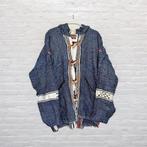Vintage Baja Vest Maat 3XL Blauw Wit Houtje-Touwtje Gebreid, Vintage, Overige maten, V, Gedragen