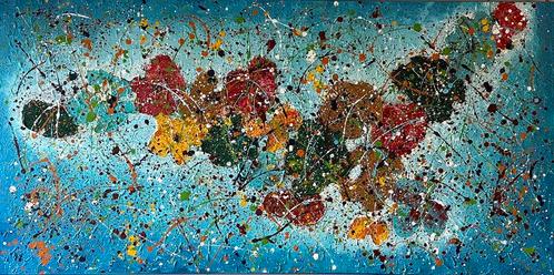 Valera- Bloemen- Handgeschilderd- Uniek, Antiek en Kunst, Kunst | Schilderijen | Abstract, Ophalen of Verzenden