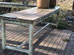 XXL tafel, patina, wittinten, zachtblauw, tuintafel, 200 cm of meer, 50 tot 100 cm, Grenenhout, Gebruikt