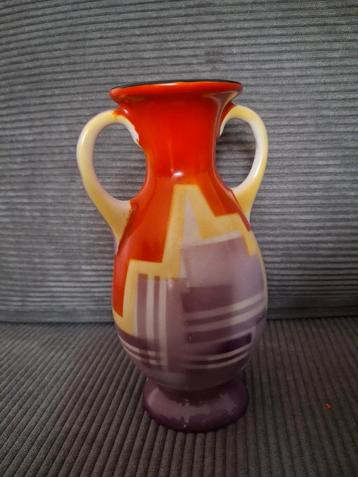 Art Deco Vaasje - Rood, Geel, Paars - 15cm beschikbaar voor biedingen