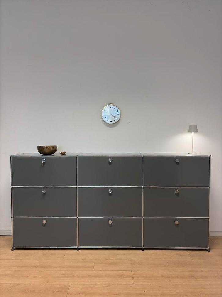USM Haller highboard / shelf • medium grey • 3x3 elements, Huis en Inrichting, Kasten | Ladekasten, Gebruikt, 100 tot 150 cm, 25 tot 50 cm