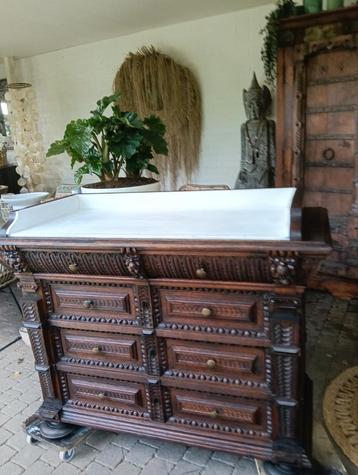 Antieke ladenkast dressoir commode wastafel badkamermeubel v beschikbaar voor biedingen