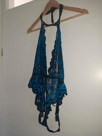 Sexy Body Suit Blauw/Zwart - XL beschikbaar voor biedingen