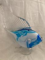 Glazen Vis Sculptuur - Kristalhelder met Blauwe Accenten, Antiek en Kunst, Ophalen of Verzenden