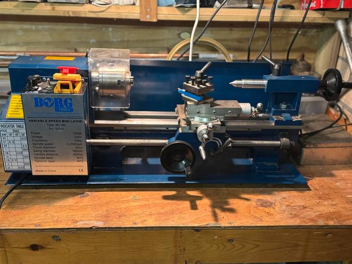 Borg Tools Precisie Draaibank - ML180, Doe-het-zelf en Verbouw, Draaibanken, Gebruikt, Metaaldraaibank, Minder dan 500 mm, Ophalen