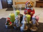Diverse kaarsjes en glazen kaarshouder, Diversen, Kerst, Ophalen of Verzenden, Nieuw