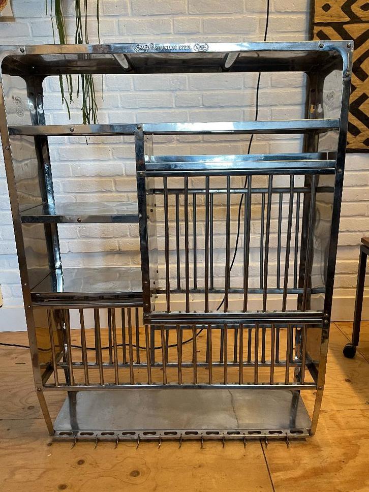 Handgemaakt roestvrijstalen vintage bordenrek, Huis en Inrichting, Keuken | Keukenbenodigdheden, Gebruikt, Ophalen