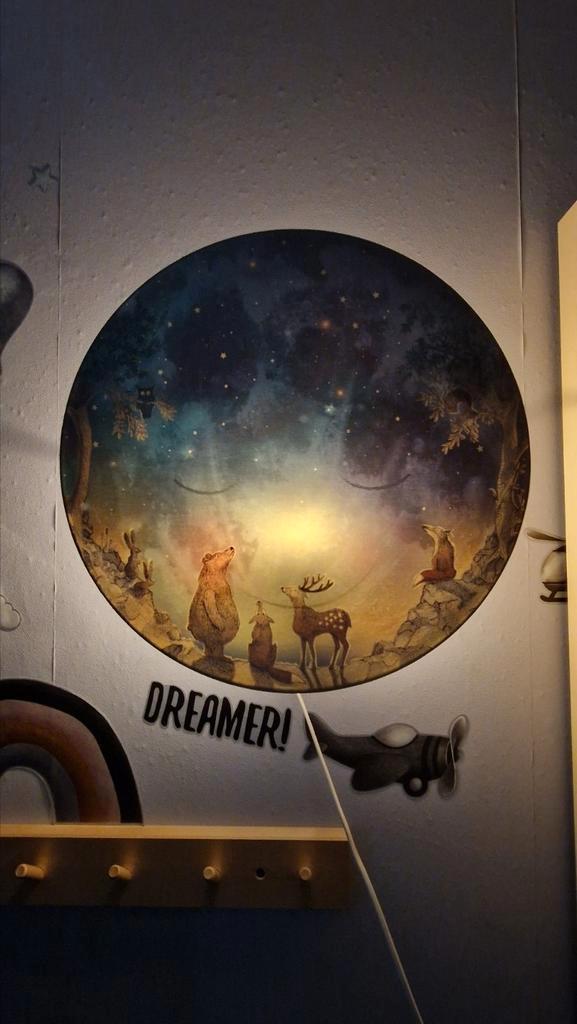 Hartendief Ga Slapen, Maan! wandlamp., Kinderen en Baby's, Kinderkamer | Inrichting en Decoratie, Zo goed als nieuw, Lamp, Ophalen