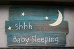 Uniek houten bord Shhhh.... Baby Sleeping. Aqua., Ophalen of Verzenden, Nieuw