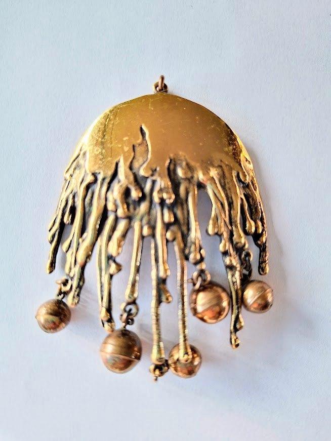 bronzen brutalist kettinghanger Pentti Sarpaneva Finland, Sieraden, Tassen en Uiterlijk, Kettinghangers, Gebruikt, Overige materialen