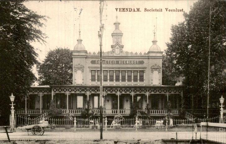 Groningen - Veendam - Societeit Veenlust, Verzamelen, Ansichtkaarten | Nederland, Gelopen, Groningen, Voor 1920, Ophalen of Verzenden