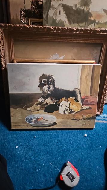 Schilderij Hond met Puppies 40x30 beschikbaar voor biedingen