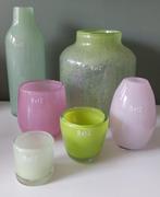 DUTZ Vazen - Fleurige set van 6 - Bubbles groen/roze, Huis en Inrichting, Overige kleuren, Ophalen of Verzenden, Minder dan 50 cm