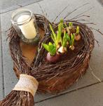 Hart van hout met bloembollen - Hyacint, blauwe druifjes, Ophalen