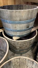 Bloembak half wijnvat Whiskyvat vijver palmboom kruidenbak, Tuin en Terras, Nieuw, Tuin, Rond, Ophalen of Verzenden