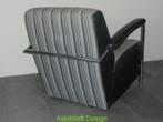 Leolux Scylla fauteuil zwart/grijs gestreept, Huis en Inrichting, Fauteuils, Ophalen, Metaal, 75 tot 100 cm, Zo goed als nieuw