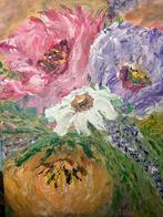 Bloemen Schilderij Acryl - 2 Stuks, Antiek en Kunst, Kunst | Schilderijen | Klassiek, Ophalen of Verzenden