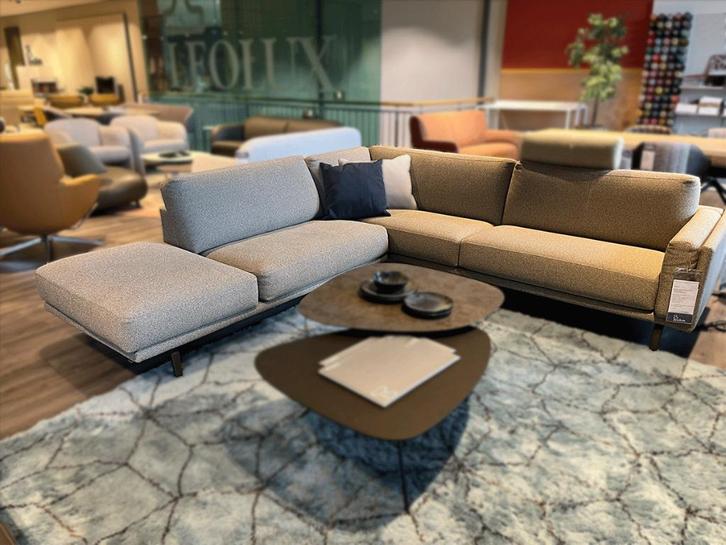 Leolux Bellice hoekbank – showroommodel, Huis en Inrichting, Banken | Complete zithoeken, Zo goed als nieuw, Stof, Ophalen of Verzenden