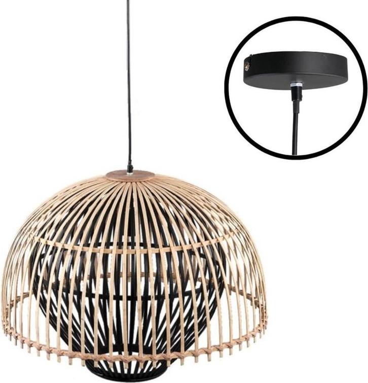 PTMD Mykel Hanglamp - 61 x 61 x 46 cm - Bamboe. NIEUW, Huis en Inrichting, Lampen | Hanglampen, Nieuw, Minder dan 50 cm, Overige materialen