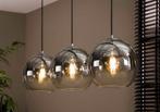 Hanglamp met 3 glazen bollen, Huis en Inrichting, Lampen | Hanglampen, Ophalen, Zo goed als nieuw, Glas, 75 cm of meer