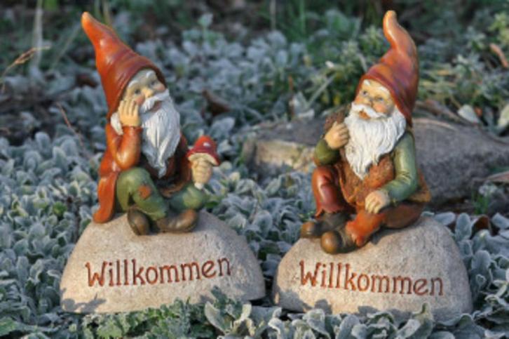 Leuke, originele Kabouter, Tuinkabouter, Willkommen, Duits, Tuin en Terras, Tuinbeelden, Nieuw, Tuinkabouter, Kunststof, Ophalen of Verzenden