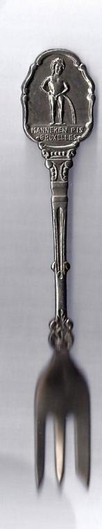 Vorkje van het Manneken Pis in Brussel, Ophalen of Verzenden, Gebruikt, Metaal, Bestek