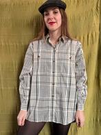 Vintage blouse - print - beige - patroon 42/XL, Beige, Maat 42/44 (L), Ophalen of Verzenden, HGV