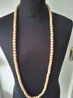 Houten Kralen Ketting - Flower Power - 110cm, Ophalen of Verzenden, Zo goed als nieuw, Beige, Overige materialen