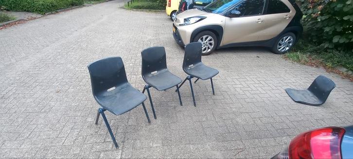 Thur op seat galvanitas kuip stoelen, Huis en Inrichting, Stoelen, Gebruikt, Drie, Grijs, Ophalen of Verzenden