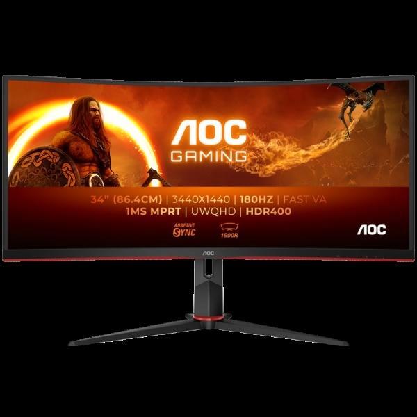 AOC Gaming CU34G2XP Monitor - 34 inch Curved WQHD - 180Hz, Computers en Software, Monitoren, Refurbished, 151 t/m 200 Hz, DisplayPort