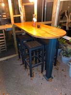 Sta-tafel eikenblad en zware stalen poot, Ophalen, Gebruikt