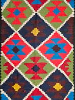 Handmade oriental wool Kelim carpet reversible 99x150cm, Gebruikt, 100 tot 150 cm, Onbekend, Zwart