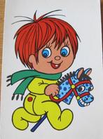 (getekende) jongen met hobbelpaard - nieuw, Verzenden, 1980 tot heden, Ongelopen, Kinderen