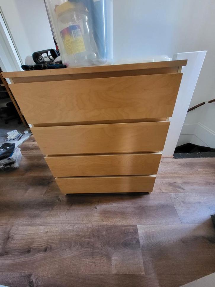 berkenfineer ladekast - Malm ikea 4 lades goede staat, Huis en Inrichting, Kasten | Ladekasten, Gebruikt, 100 tot 150 cm, 50 tot 100 cm