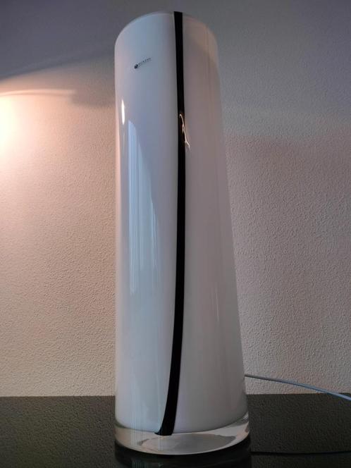 Italië Glas Lamp Tafellamp Wit Opalino Vetro Zwart 1990, Huis en Inrichting, Lampen | Tafellampen, Minder dan 50 cm, Ophalen of Verzenden