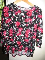 F1565 Jacqueline de Yong mt L top rood zwart rozen gebreid, Verzenden, Maat 42/44 (L), Zo goed als nieuw, Lange mouw