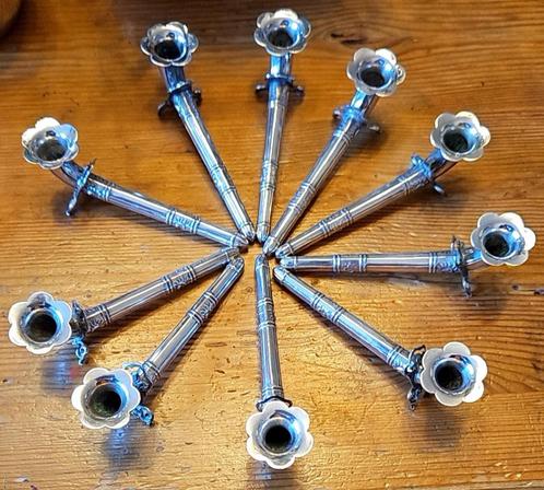 Set van 10 zilveren messen/ bestek leggers bloemhouders, Antiek en Kunst, Antiek | Goud en Zilver, Zilver, Verzenden